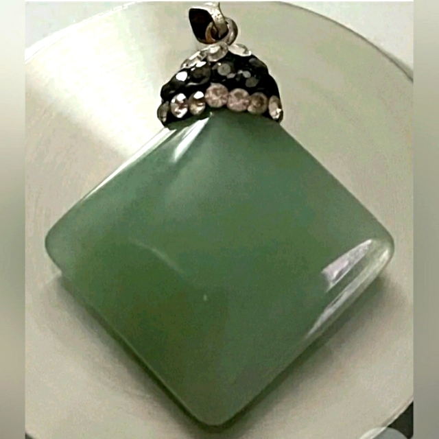Natural Jade & Diamond Pendant